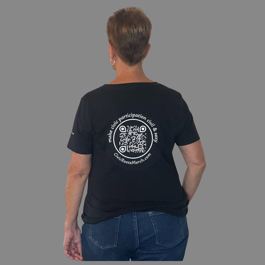 Civility | Women’s Relaxed V-Neck T-Shirt (Black) | Civic Roots