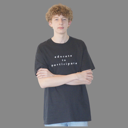 Educate to Participate | Future Voters Unisex Classic Tee (Black) | Civic Roots