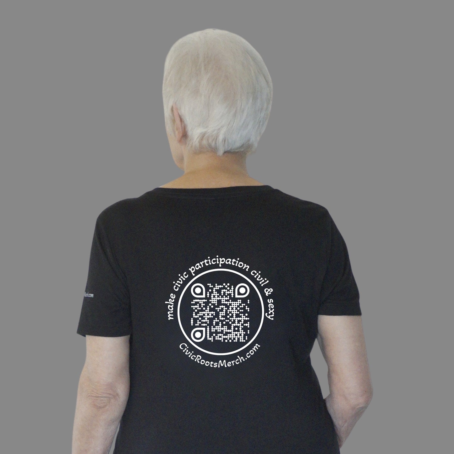 Disagree Better – Democracy Depends On It | Women’s Relaxed V-Neck T-Shirt (Black) | Civic Roots